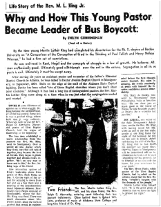 Evelyn Cunningham's  articles included a 1956 series called “Life Story of the Rev. M.L. King Jr.: Why and How This Young Pastor Became Leader of Bus Boycott.” 