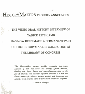 HistoryMakers Certificate